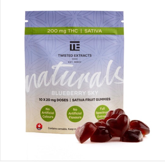 Blueberry Sky Twisted Naturals Gummies (200mg THC, Sativa)
